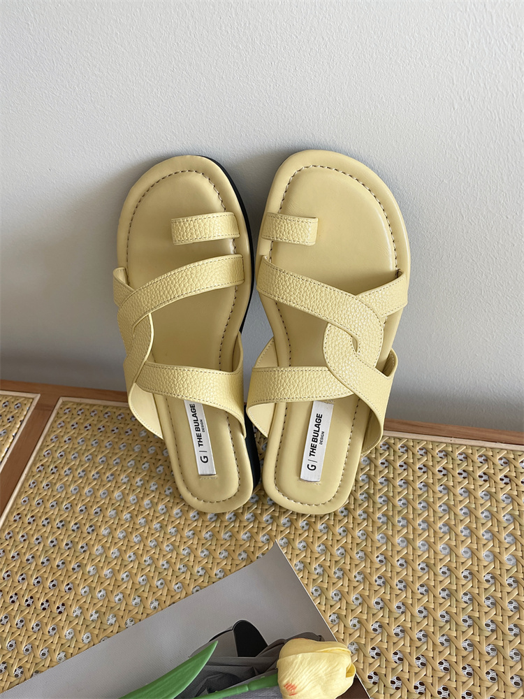 Retro Roman Style Toe Loop Flat Sandals Women Summer Beach Slippers Cross Strap - Image 3