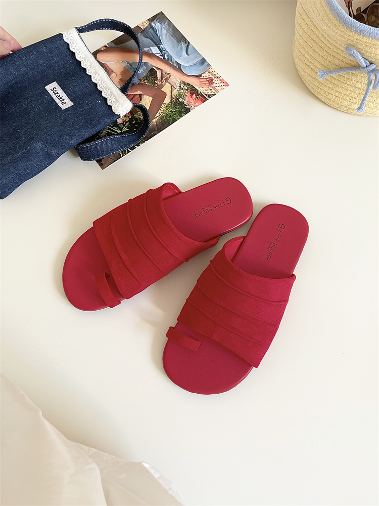 Open Toe Slippers Summer New Soft Sole Flat French Retro Roman Women Shoes - Image 2