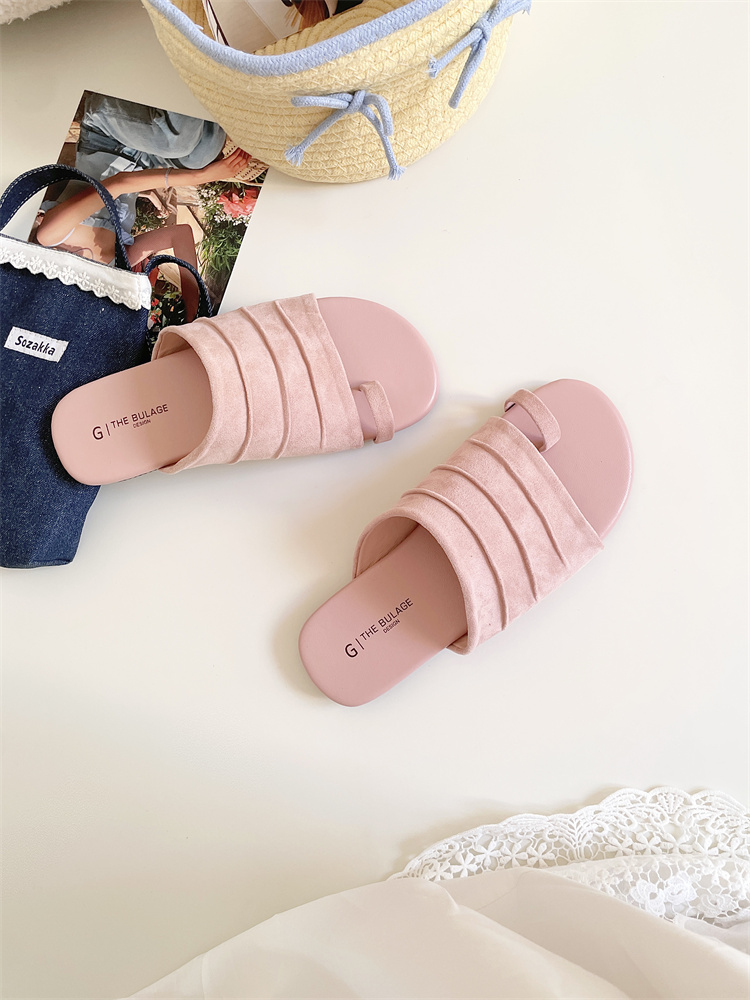 Open Toe Slippers Summer New Soft Sole Flat French Retro Roman Women Shoes - Image 3