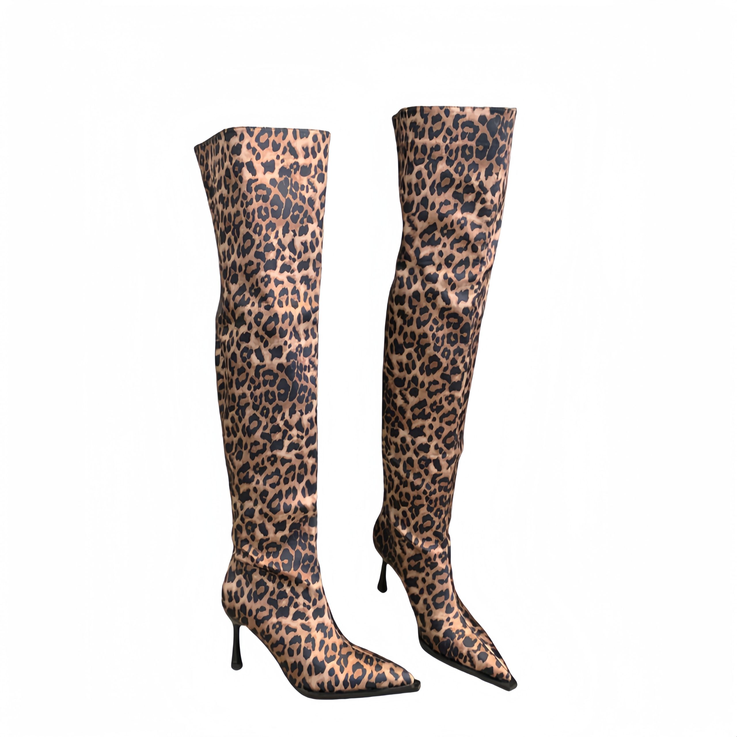 BUBUFLY Women's Pointed Toe Stretch Patent Leather Over Knee High Heel Boots 2025 Fall Winter Sexy European Knight Boots - Image 5