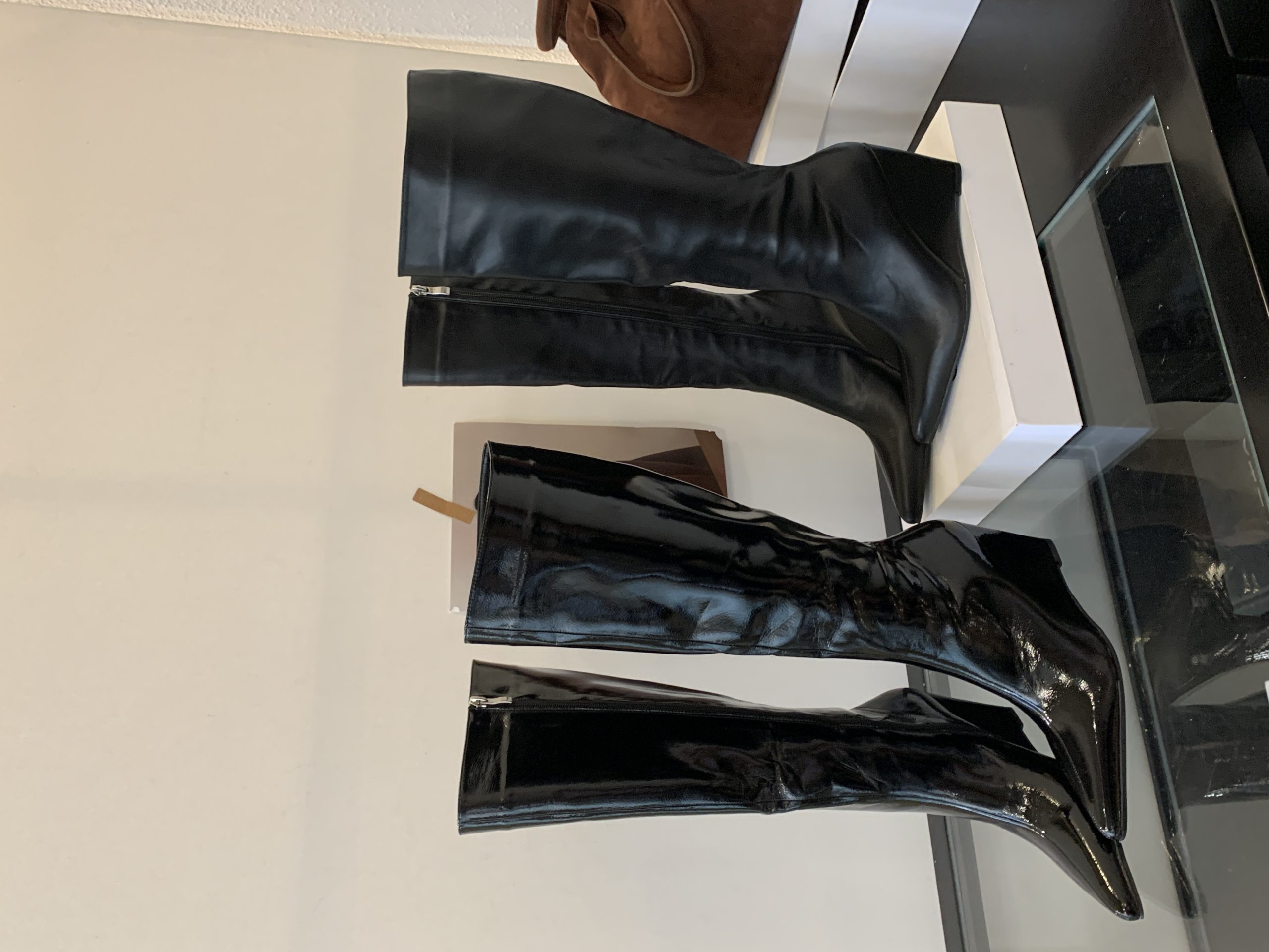 BUBUFLY Women's Pointed Toe Long Boots 2025 New Style Wide Calf Slim Fit Straight Leg Boots Wedge Heel Riding Boots - Image 4