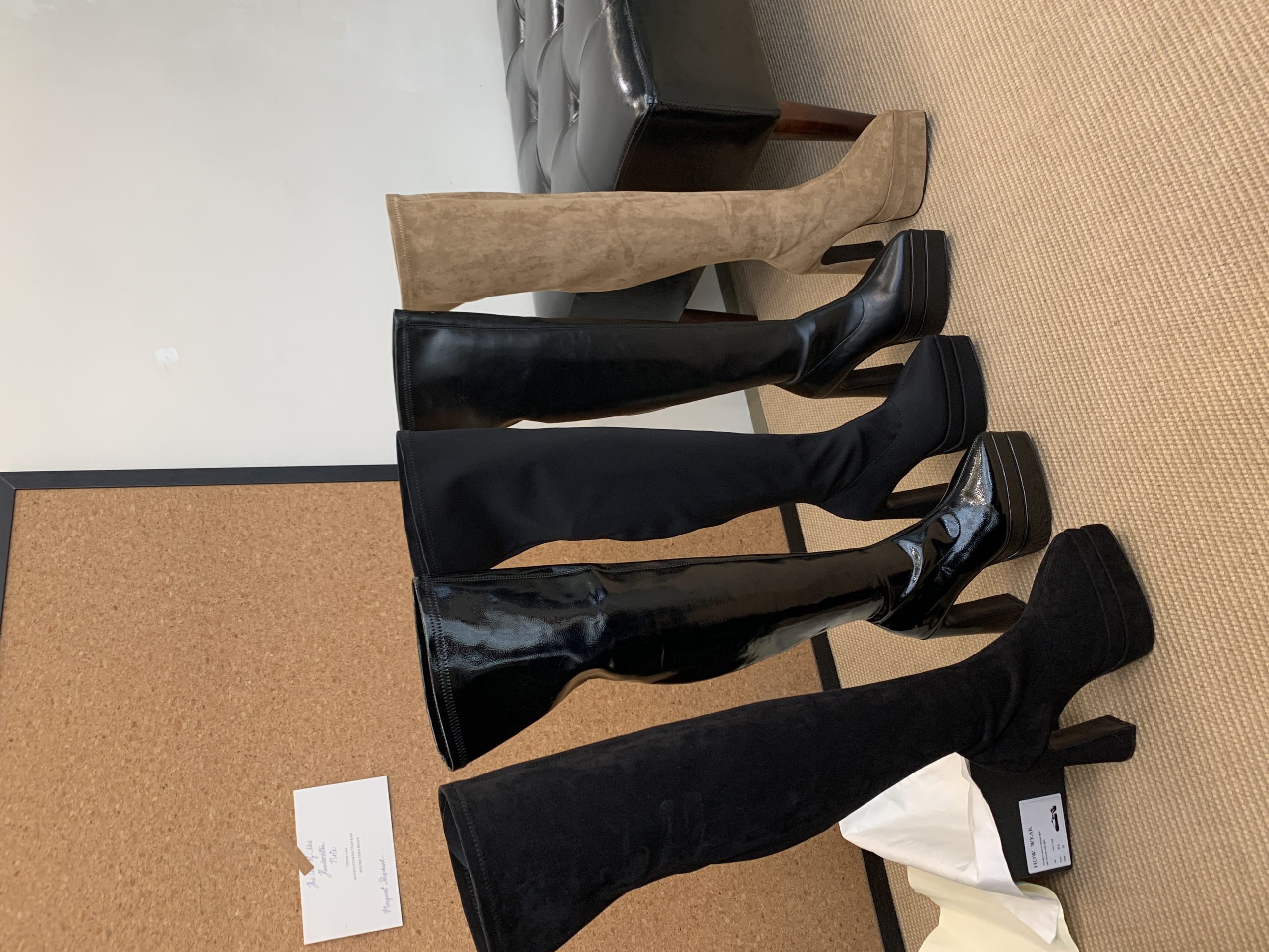 BUBUFLY Women's Over Knee High Heel Patent Leather Boots with Platform Chunky Heel Dance Shoes - Image 2