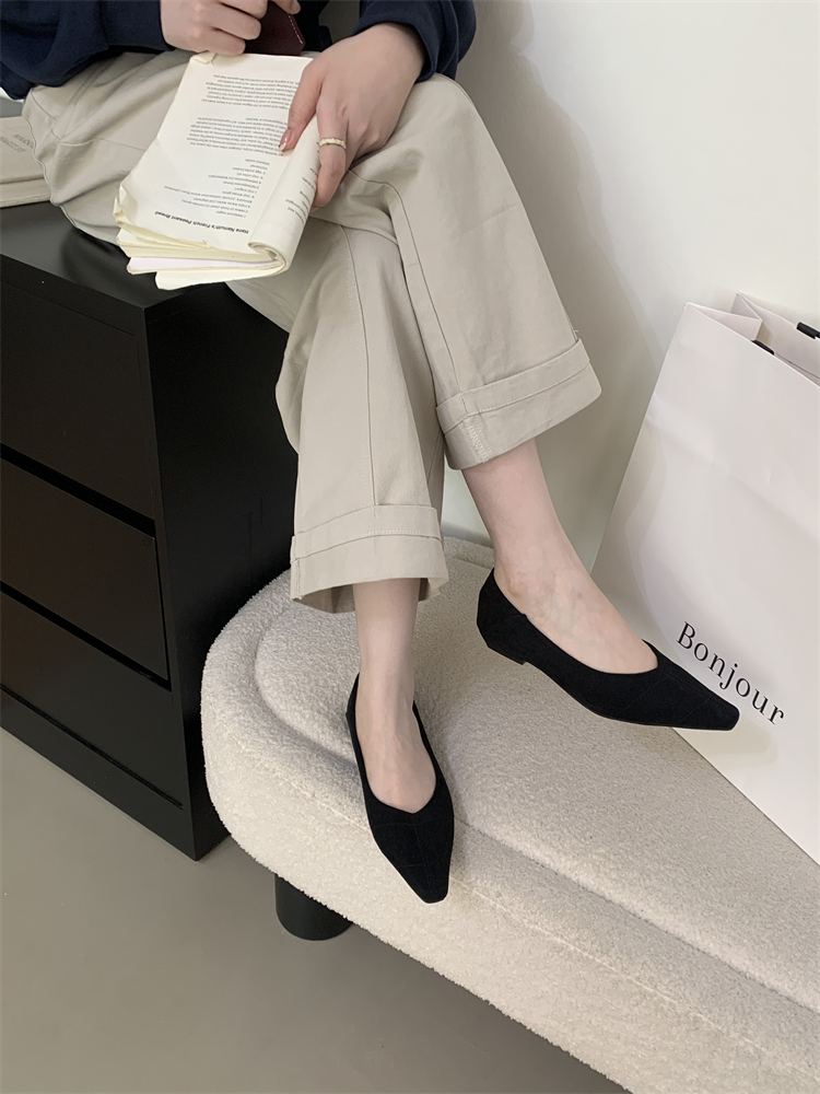 French Elegant Brown Women's Flats 2025 Spring Autumn Wedge Heel Pointed Toe Commuter Grandma Shoes - Image 2